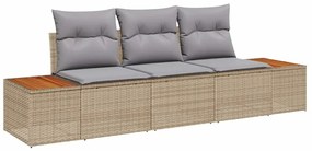 vidaXL Σετ Καναπέ Κήπου με μαξιλάρι 3 pcs Μπεζ Πολυ ράταν