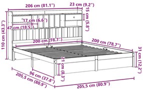 ΚΡΕΒΑΤΙ ΒΙΒΛΙΟΘΗΚΗ ΧΩΡΙΣ ΣΤΡΩΜΑ 200X200 ΕΚ ΜΑΣΙΦ ΞΥΛΟ ΠΕΥΚΟΥ 3322428