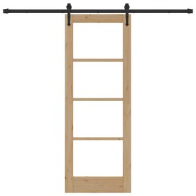 vidaXL Συρόμενη Πόρτα ORKDAL Καφέ 73.5 x 198.5 εκ. Ξύλο και μέταλλο