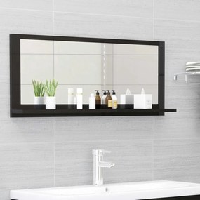 Καθρέφτης Μπάνιου Γυαλιστερό Μαύρο 90x10,5x37 εκ. Μοριοσανίδα - Μαύρο