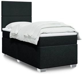vidaXL Κρεβάτι Boxspring με Στρώμα Μαύρο 80 x 200 εκ. Υφασμάτινο
