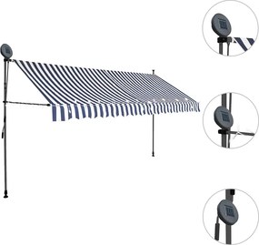 vidaXL Τέντα Συρόμενη Χειροκίνητη με LED Μπλε / Λευκό 400 εκ.