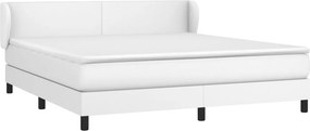 vidaXL Κρεβάτι Boxspring με Στρώμα Λευκό 160x200εκ.από Συνθετικό Δέρμα