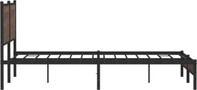 vidaXL Σκελετός Κρεβ. Χωρίς Στρώμα Καφέ Δρυς 160x200 εκ. Μεταλλικό