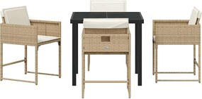 vidaXL Σέτ φαγητού για κήπο 5 pcs Μπεζ συνθετικό ρατάν