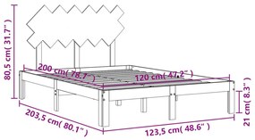 Σκελετός Κρεβατιού Χωρίς Στρώμα 120x200 εκ Μασίφ Ξύλο Πεύκου - Καφέ