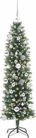 vidaXL Τεχνητό Λεπτό Χριστουγεννιάτικο Δέντρο Πράσινο και Λευκό 150 cm