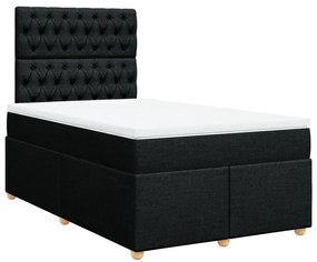 vidaXL Κρεβάτι Boxspring με Στρώμα Μαύρο 120x200 εκ. Υφασμάτινο
