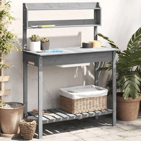 vidaXL Τραπέζι για Γλάστρες+Νεροχύτη Γκρι 147,5x44x139,5εκ Μασίφ Ελάτη