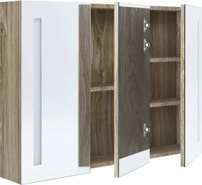 vidaXL Καθρέφτης Μπάνιου με Ντουλάπι &amp; LED Δρυς 89 x 14 x 62 εκ.