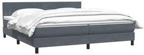 vidaXL Κρεβάτι Boxspring με Στρώμα Σκούρο Γκρι 200x210 εκ. Βελούδινο