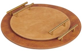 Δίσκος Σερβιρίσματος (Σετ 2Τμχ.) 53514.02.05 Φ40+Φ30cm Brown Navaris Metal, Technoderma