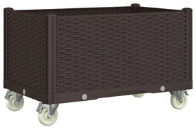 vidaXL Ζαρντινιέρα Κήπου με Ροδάκια Καφέ 80x50x54 εκ. Πολυπροπυλένιο