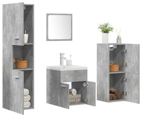 Σετ Επίπλων Μπάνιου 5 Τεμαχίων Γκρι Σκυροδέματος από Επεξ. Ξύλο