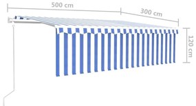 Τέντα Συρόμενη Αυτόματη με Σκίαστρο Μπλε / Λευκό 5 x 3 μ. - Μπλε