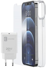 Cellular Line Starter Kit 413933 με Back Cover Σιλικόνης Διάφανο & Tempered Glass & USB-C Wall Adapter 20W (iPhone 12 Pro Max)