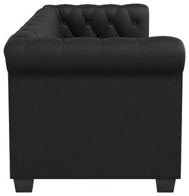 vidaXL Καναπές Διθέσιος Chesterfield Μαύρος από Συνθετικό Δέρμα