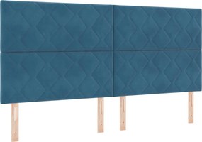 vidaXL Κρεβάτι box spring με στρώμα Μπλε 200 x 200 cm Βελούδο