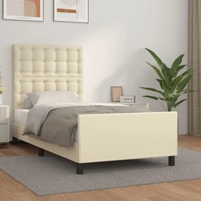 vidaXL Πλαίσιο Κρεβατιού με Κεφαλάρι Κρεμ 90x190 εκ. Συνθετικό Δέρμα