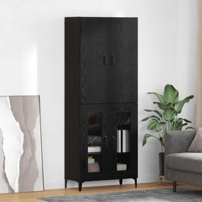 Highboard Μαύρη Οξυά 69,5 x 34 x 180 εκ. Επεξεργασμένο ξύλο