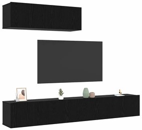 vidaXL Σετ Ντουλάπας Τηλεόρασης 3 pcs Μαύρη δρυς 200 x 30 x 30 cm