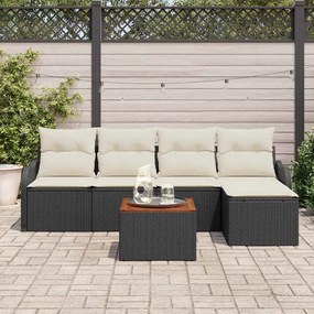 vidaXL Σετ Καναπέ Κήπου 6 pcs Μαύρο Πολυ ράταν