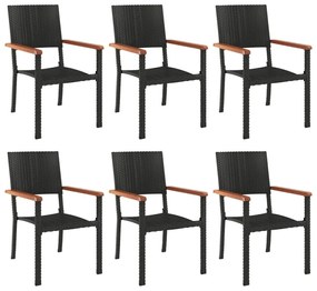 vidaXL Σετ Τραπεζαρίας Κήπου 7 Τεμαχίων Μαύρο από Συνθετικό Ρατάν