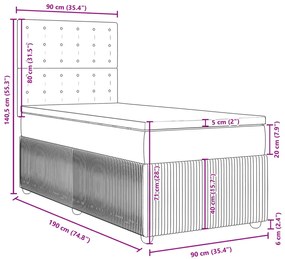 Κρεβάτι Boxspring με Στρώμα Σκούρο Καφέ 90x190 εκ. Υφασμάτινο - Καφέ