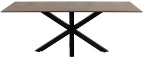 Τραπέζι Oakland 505, Μαύρο, Καφέ, 76x100x200cm, 82 kg, Επεξεργασμένο γυαλί, Κεραμικός, Μέταλλο | Epipla1.gr