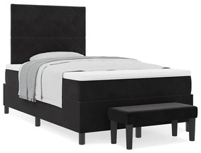vidaXL Κρεβάτι με ελατήρια με στρώμα Μαύρο 120 x 200 cm Βελούδο