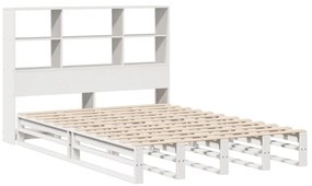 vidaXL Κρεβάτι Βιβλιοθήκη Χωρίς Στρώμα Λευκό 120x200 εκ Μασίφ Πεύκο