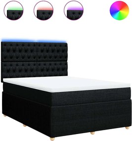 vidaXL Κρεβάτι Boxspring με Στρώμα Μαύρο 140x190 εκ. Υφασμάτινο