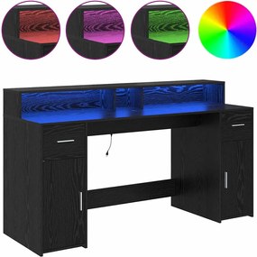 vidaXL Γραφείο με ράφι Μαύρη δρυς 160 x 55 x 91 εκ. Επεξεργασμένο ξύλο