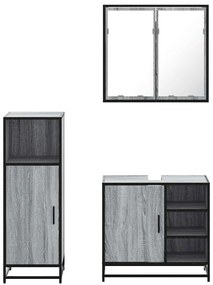 vidaXL Σετ Επίπλων Μπάνιου 3 Τεμαχίων Γκρι Sonoma Επεξεργασμένο Ξύλο