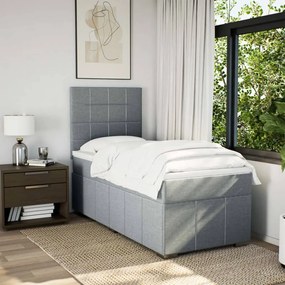 vidaXL Κρεβάτι Boxspring με Στρώμα Ανοιχτό Γκρι 80x200 εκ. Υφασμάτινο