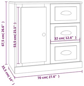 Ντουλάπι Λευκό 70 x 35,5 x 67,5 εκ. από Επεξεργασμένο Ξύλο - Λευκό