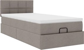 vidaXL Οθωμανικό κρεβάτι με στρώμα Taupe 90x200cm ύφασμα