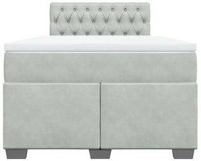 Κρεβάτι Boxspring με Στρώμα Ανοιχτό Γκρι 120x200 εκ. Βελούδινο - Γκρι