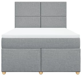 vidaXL Κρεβάτι Boxspring με Στρώμα Ανοιχτό Γκρι 140x200 εκ. Υφασμάτινο