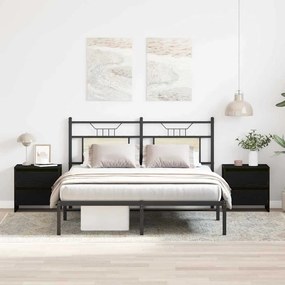 vidaXL Κομοδίνο 2 τεμ Μαύρο Δρυς 45x34x44,5 εκ Επεξεργασμένο ξύλο