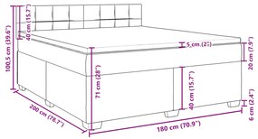 Κρεβάτι Boxspring με Στρώμα Σκούρο Γκρι 180x200 εκ. Βελούδινο - Γκρι