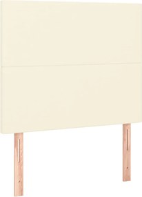 vidaXL Κρεβάτι Boxspring με Στρώμα Κρεμ 90x200 εκ. από Συνθετικό Δέρμα