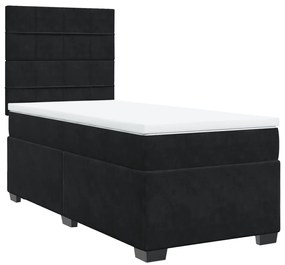 vidaXL Κρεβάτι Boxspring με Στρώμα Μαύρο 100x200 εκ. Βελούδινο