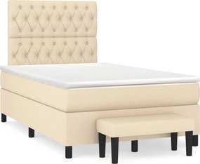 vidaXL Κρεβάτι Boxspring με Στρώμα Κρεμ 120x190 εκ. Υφασμάτινο