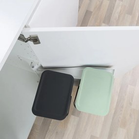 Brabantia Sort&Go ξεχωριστός κάδος 1005513, 2x12 l, Τοποθέτηση σε πόρτα ντουλαπιού κουζίνας, Γκρι/πράσινο