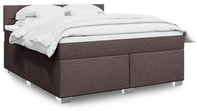 Κρεβάτι Boxspring με Στρώμα Σκούρο Καφέ 180x200 εκ Υφασμάτινο