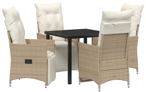 vidaXL Σέτ φαγητού για κήπο με μαξιλάρι 5 pcs Μπεζ συνθετικό ρατάν