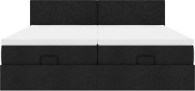 vidaXL Οθωμανικό Κρεβάτι με Στρώματα Μαύρο 200x200cm Ύφασμα