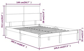 Σκελετός Κρεβ. Χωρίς Στρώμα Λευκό 140x200 εκ Μασίφ Πεύκο - Λευκό