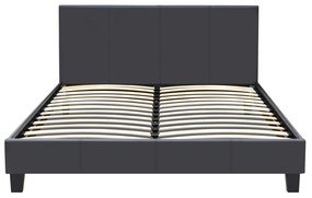 Κρεβάτι Flat Megapap από τεχνόδερμα χρώμα μαύρο ματ 150x200εκ.